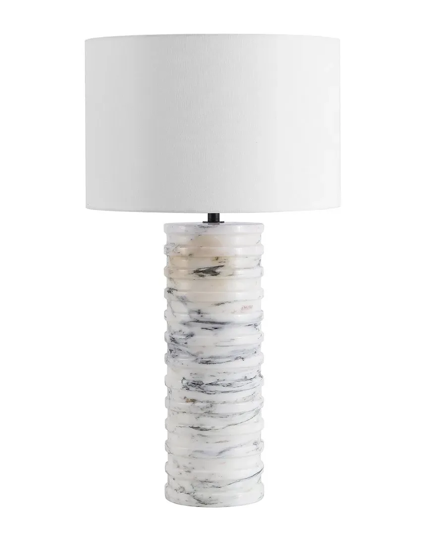 Gizelle Round Marble Table Lamp with Dimmer - White