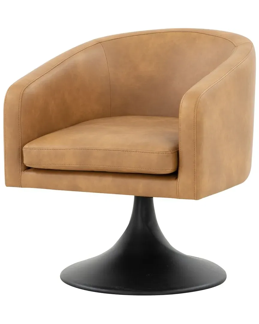 Gonzalez Pedestal Chair - Light Brown, Vegan Leather
