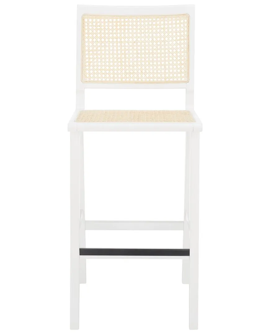 Hattie French Cane Barstool - White, Ash Wood