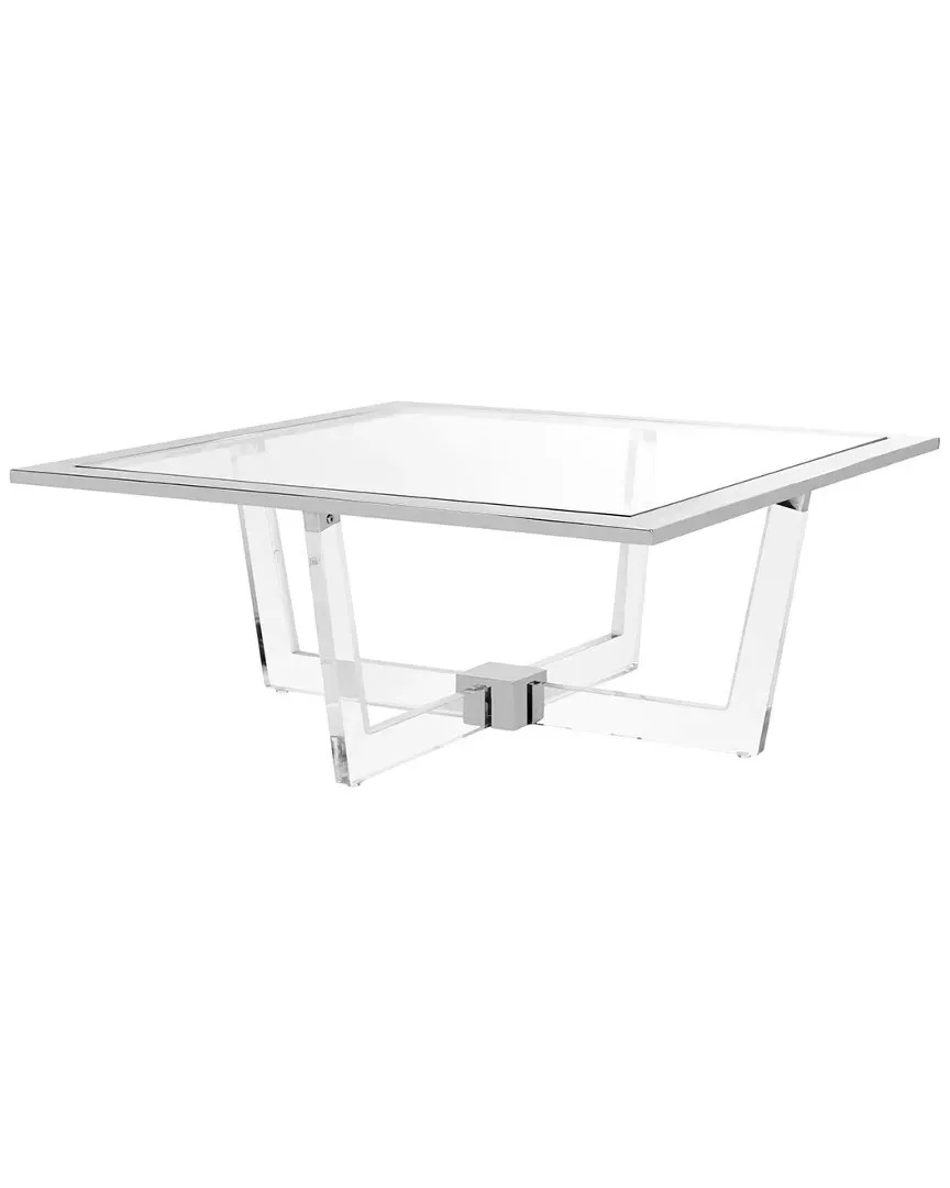Hermina Square Glass Coffee Table - Stainless Steel