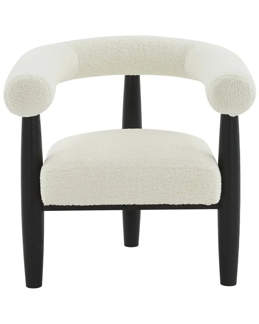 Jackie Curved Back Accent Chair - White, Faux Shearling image