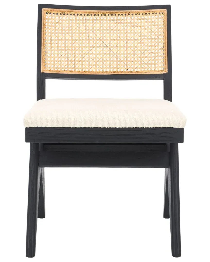 Jaqueline Rattan Back Dining Chair - Black, Mahogany Wood image