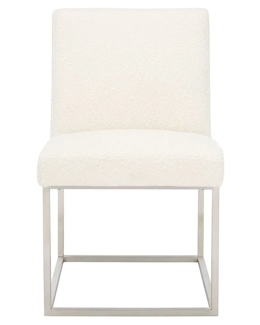 Jenette Boucle Dining Chair - Ivory, Metal