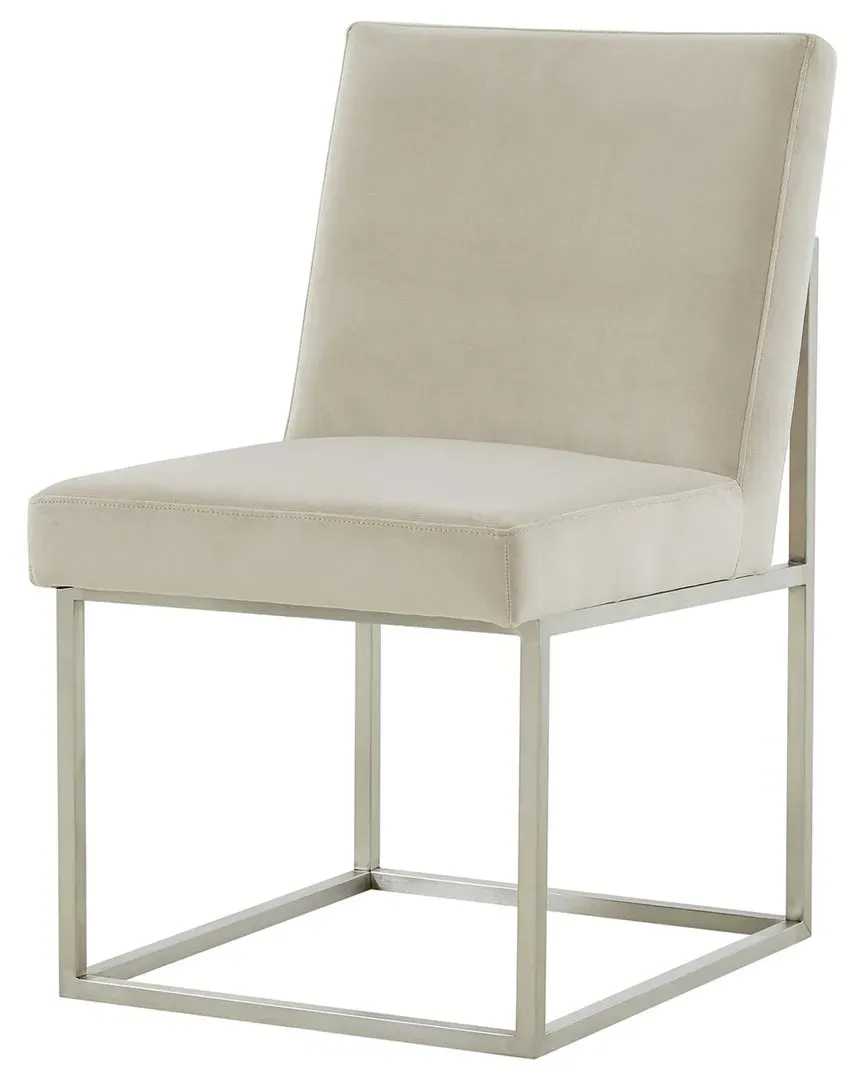 Jenette Velvet Dining Chair - Taupe, Silver