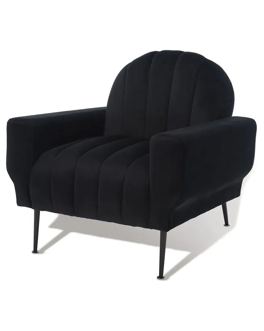 Josh Channel Tufted Accent Chair - Black, Velvet image