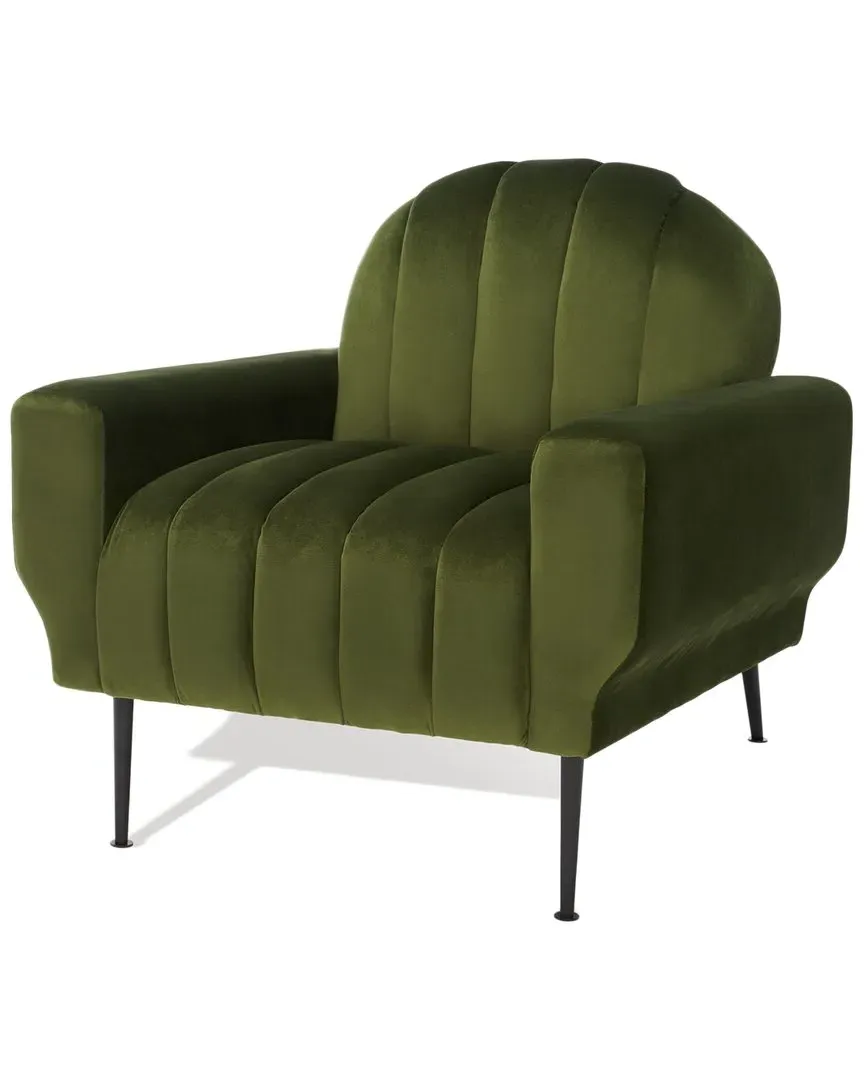 Josh Channel Tufted Accent Chair - Green, Velvet