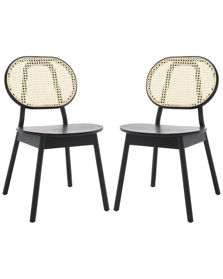 Kristianna Set of 2 Rattan Back Dining Chairs - Black image