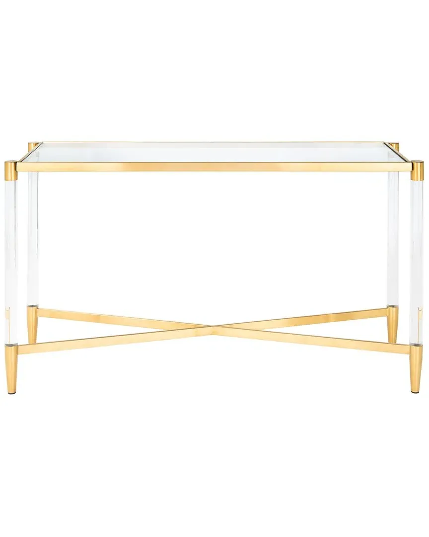 Kyla Acrylic Console Table with Crossed Trestle - Gold image