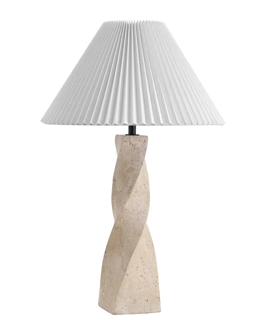 Mayalenn Travertine Table Lamp with Dimmer - White