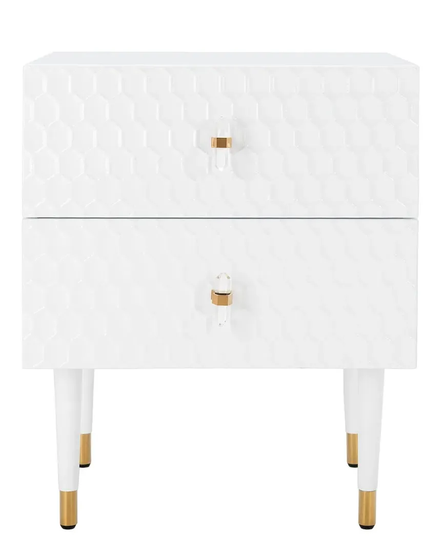 Neptune 2 Drawer Side Table - White, Wood