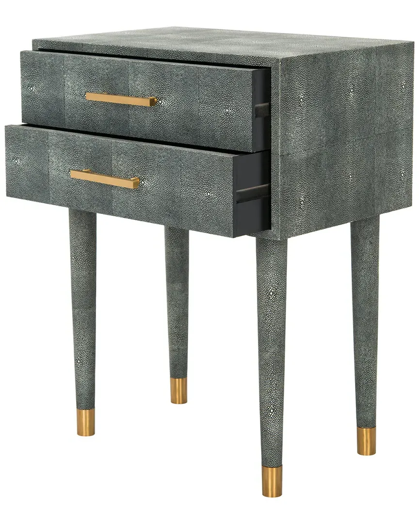 Nour Faux Shagreen End Table - Black