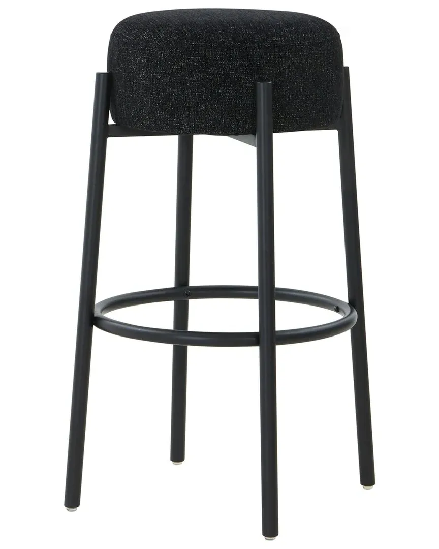 Paisleigh Metal Leg Barstool - Black, Linen image