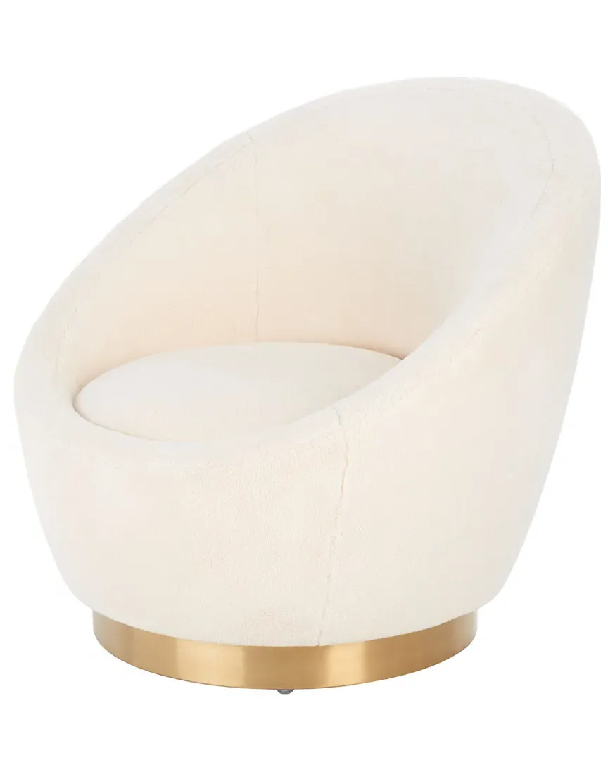 Pippa Faux Lamb Wool Swivel Chair - Ivory image
