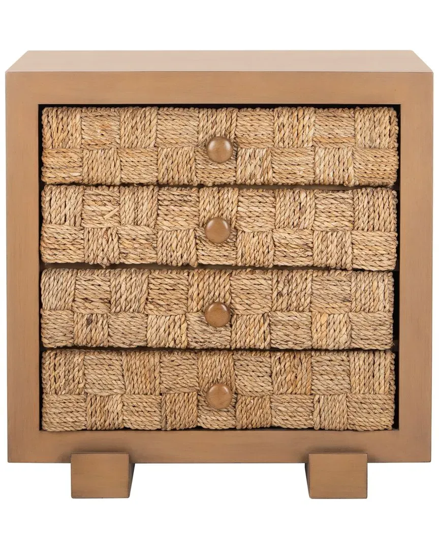 Rosario Woven Wood Nightstand - Dark Brown, Mahogany image