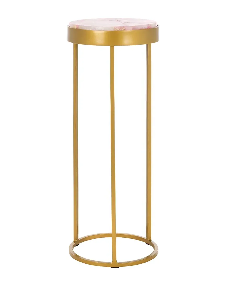 Roseclaire Stone Drink Table - Gold, Rose Quartz image
