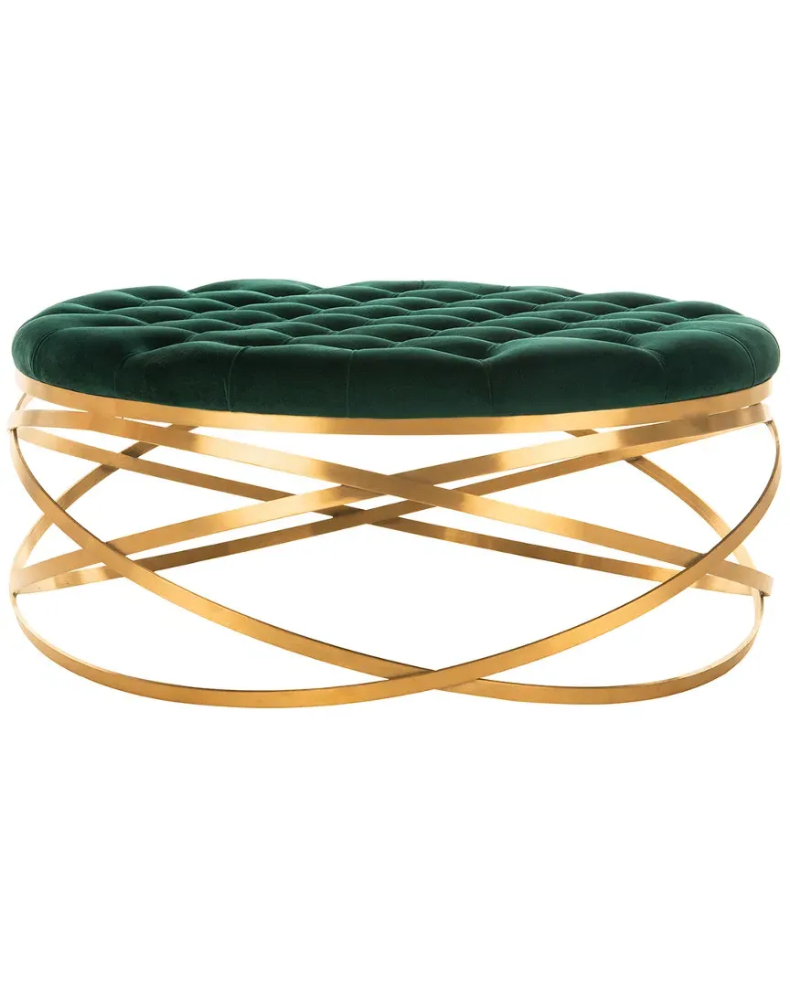 Rumi Tufted Velvet Ottoman - Emerald image