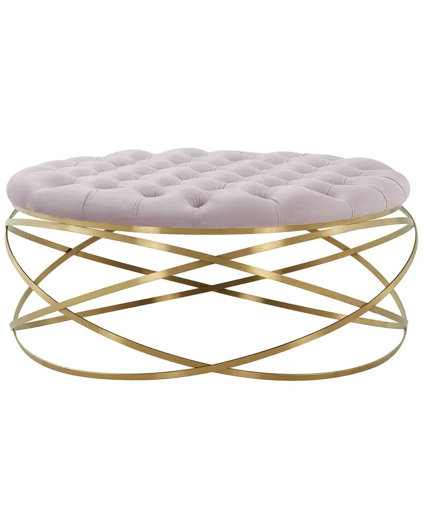 Rumi Tufted Velvet Ottoman - Taupe