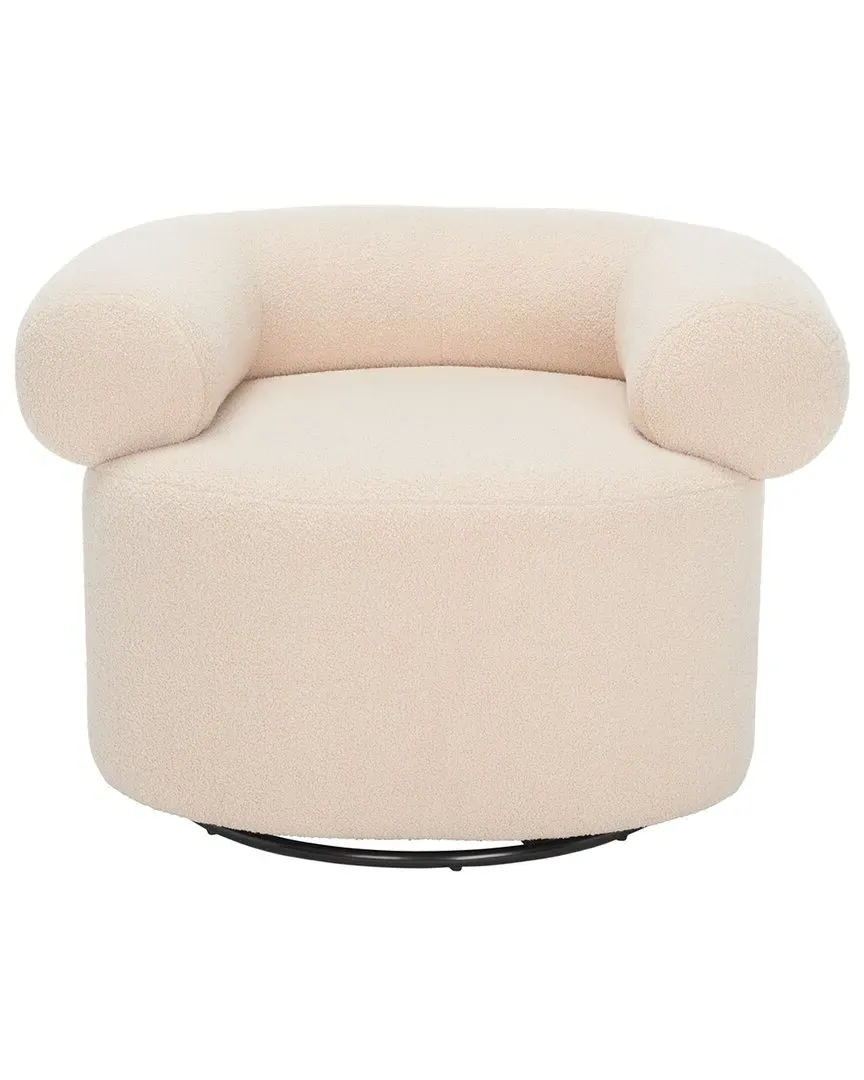 Sadie Swivel Accent Chair - Beige, Faux Shearling image