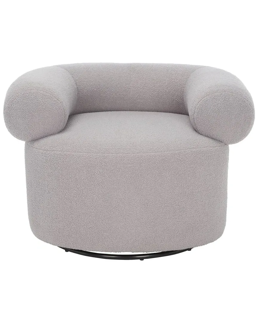 Sadie Swivel Accent Chair - Grey, Faux Shearling