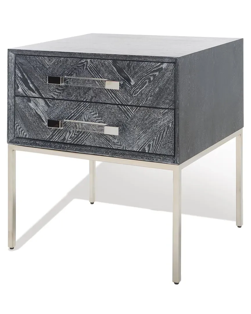 Sanford 2-Drawer Side Table - Black, Cerused Oak image