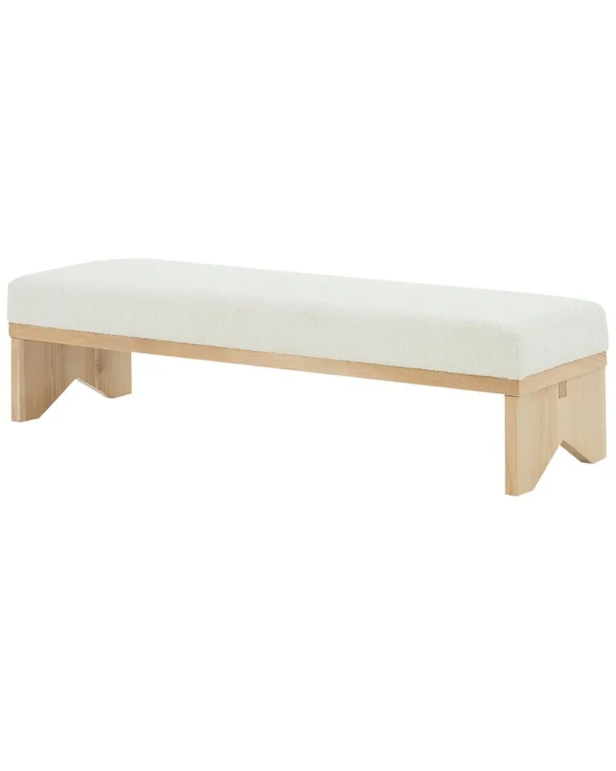 Sharyn Boucle & Wood Bench - Ivory