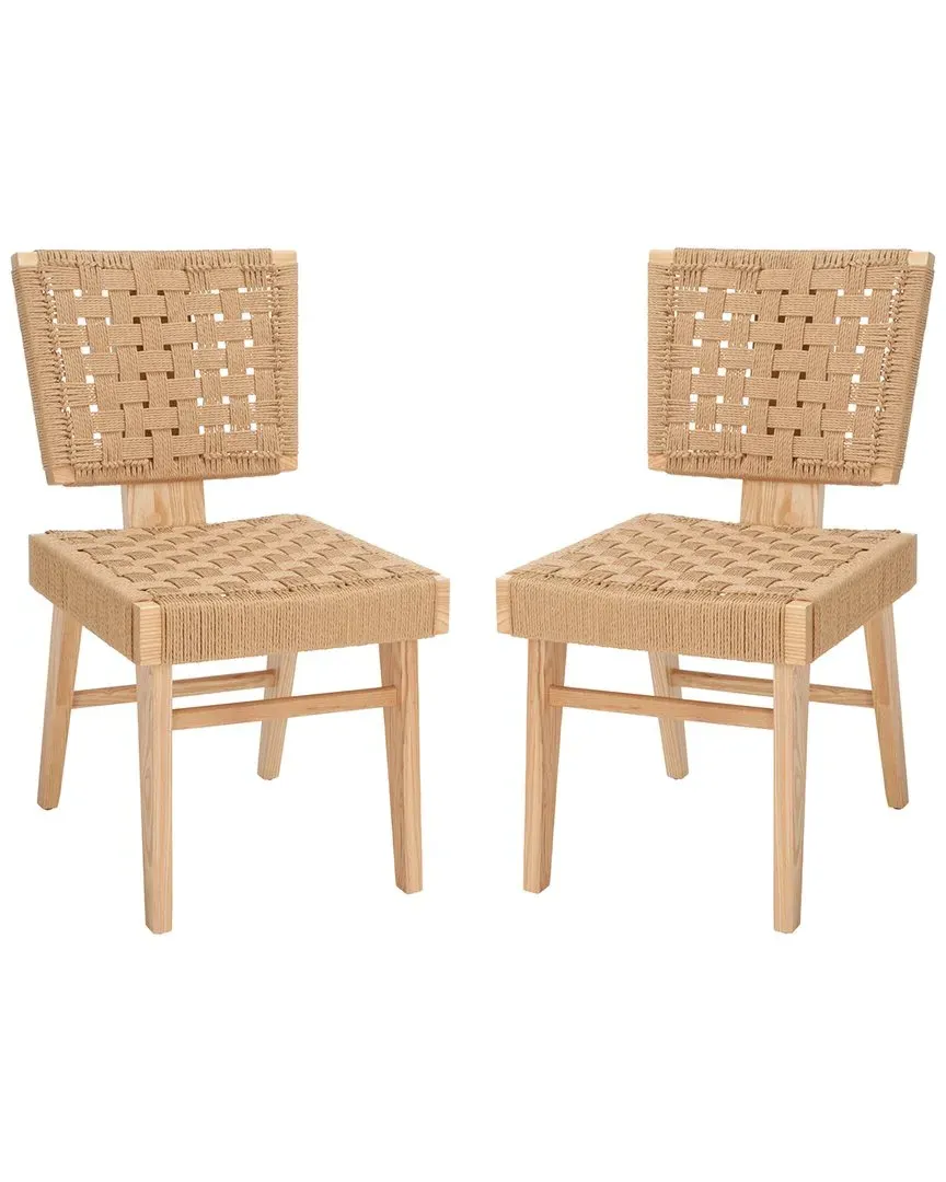 Susanne Set of 2 Woven Dining Chairs - Natural, Wood image