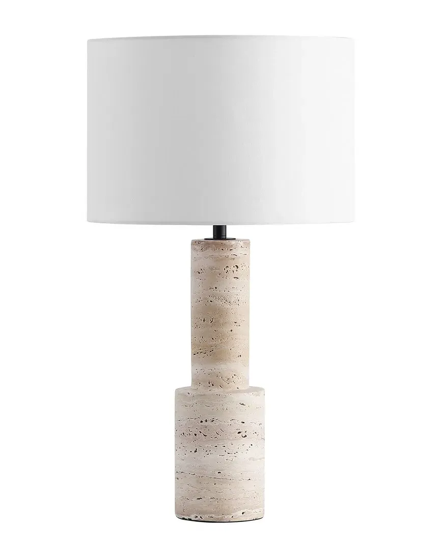 Tywin Travertine Table Lamp with Dimmer - White