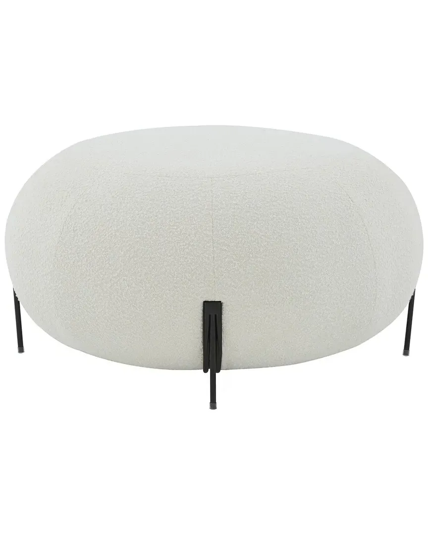 Winterose Round Ottoman - Ivory, Boucle image