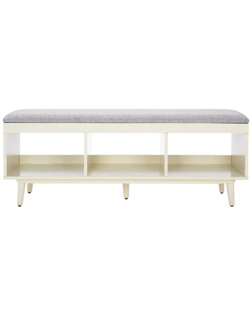 Cricket Open Shelf Bench with Cushion - Grey, Linen