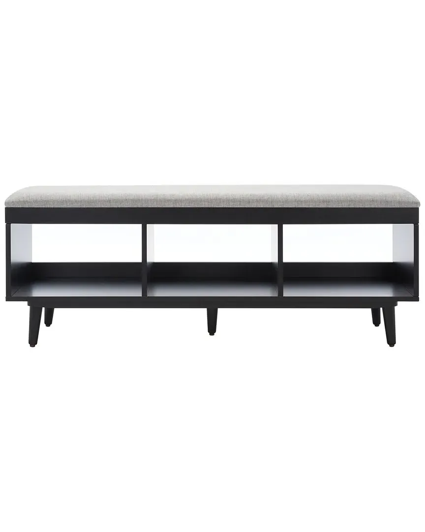 Cricket Open Shelf Bench with Cushion - Grey, Linen image