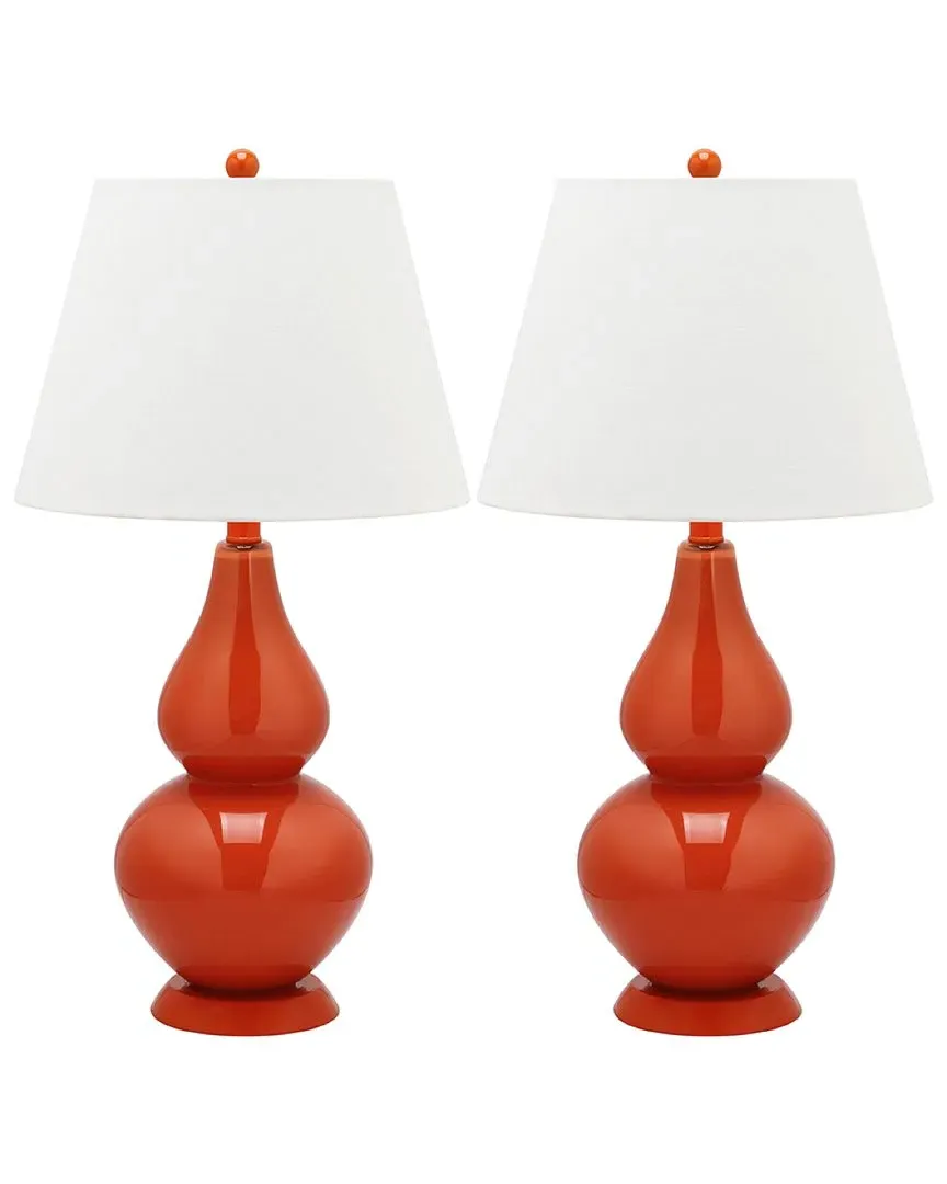 Cybil 26in Double Gourd Table Lamp - Blood Orange, Glass