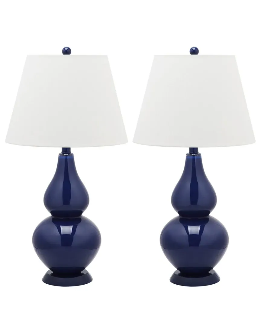 Cybil 26in Double Gourd Table Lamp - Navy, Glass image