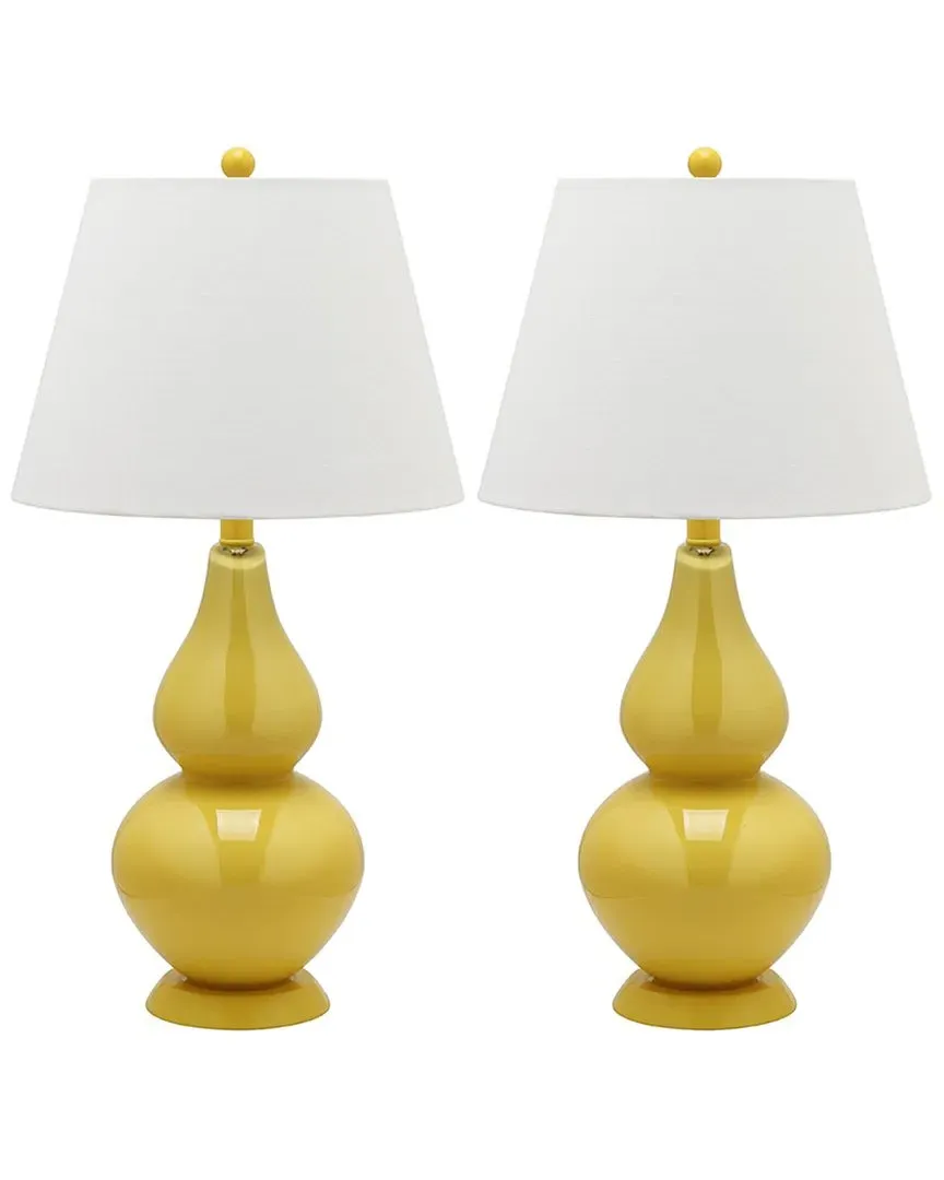 Cybil 26in Double Gourd Table Lamp - Yellow, Glass