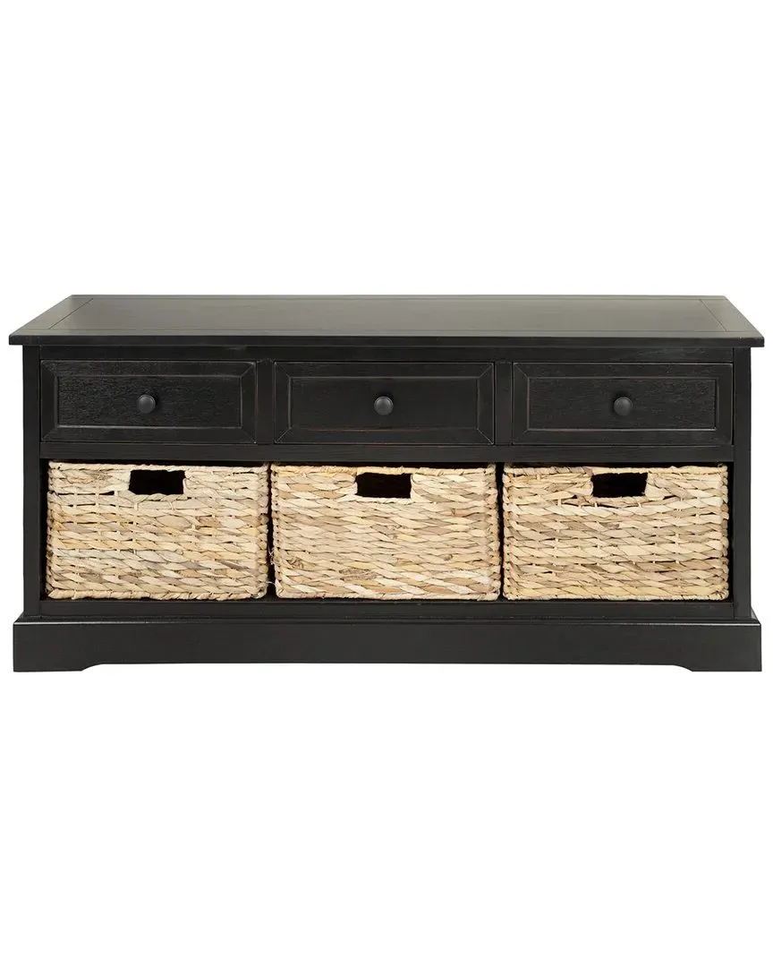 Damien 3-Drawer Storage Bench - Black, Pine