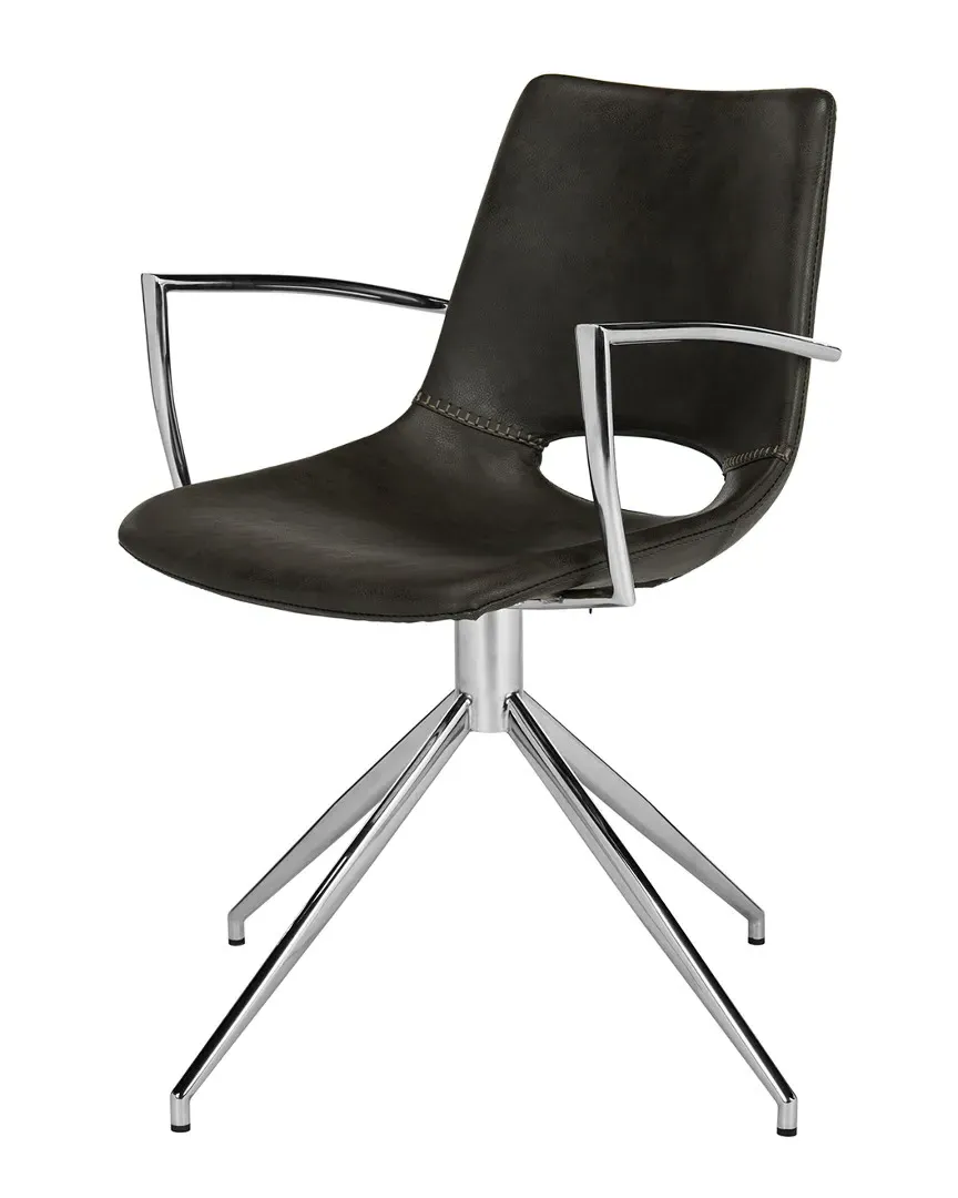 Dawn Swivel Dining Arm Chair - Grey, Leather image
