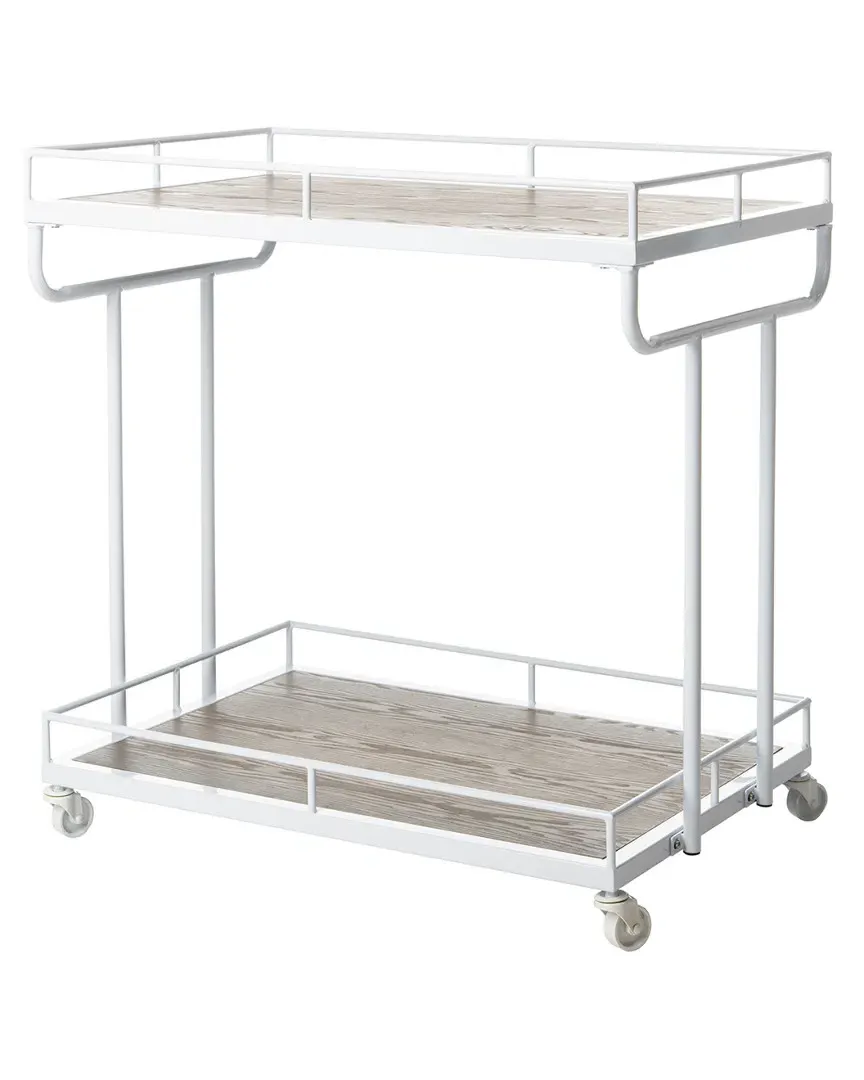 Dawson 2-Tier Rectangle Bar Cart - Rustic Oak, White