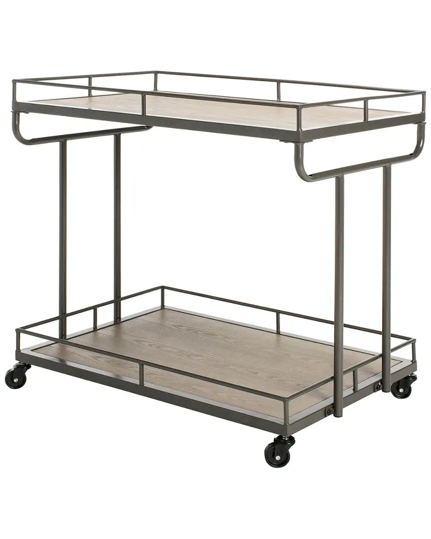 Dawson Rectangle Bar Cart - Rustic Oak, Metal image