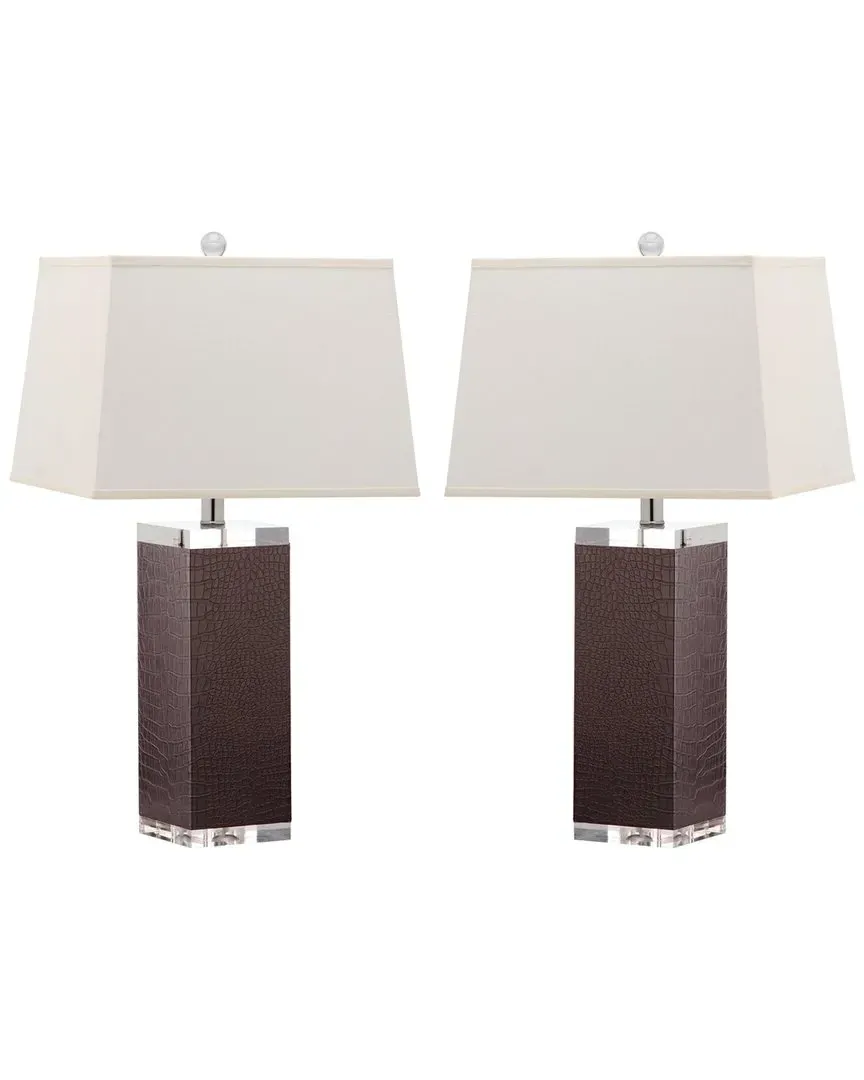 Deco 27in Leather Table Lamp - Silver Brown