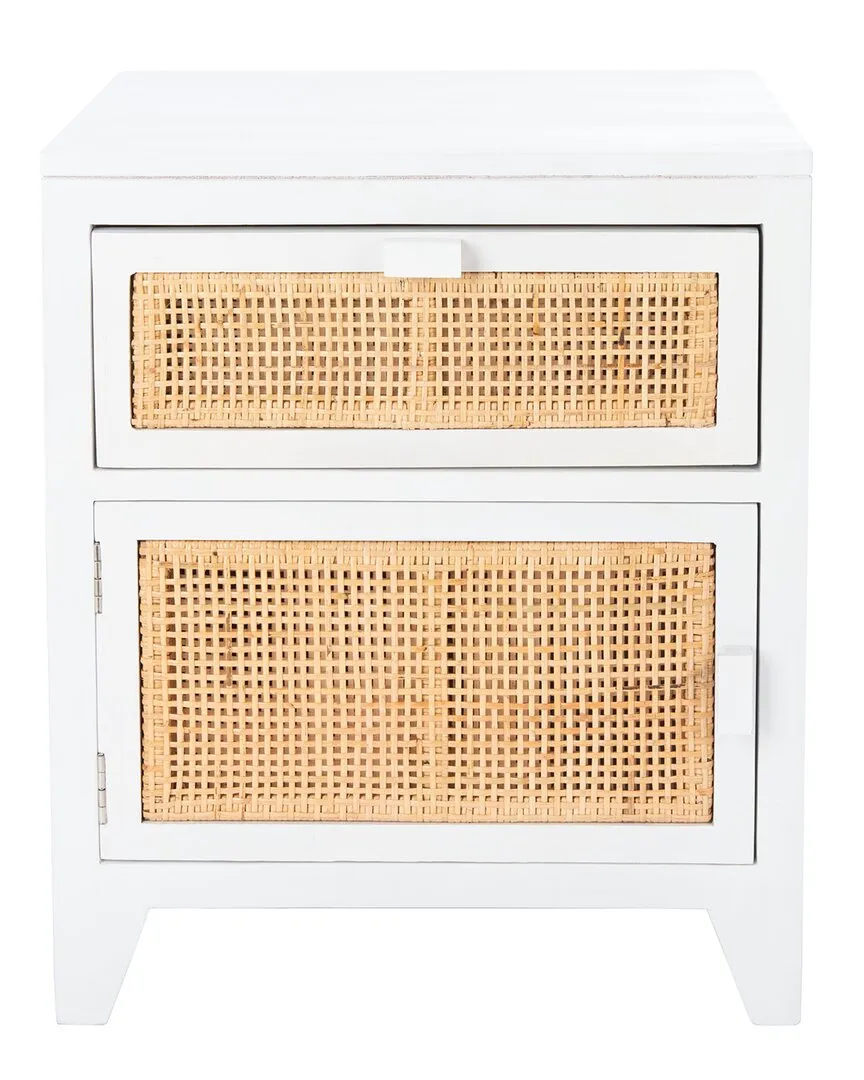 Devon 1-Drawer Nightstand - White, Mahogany