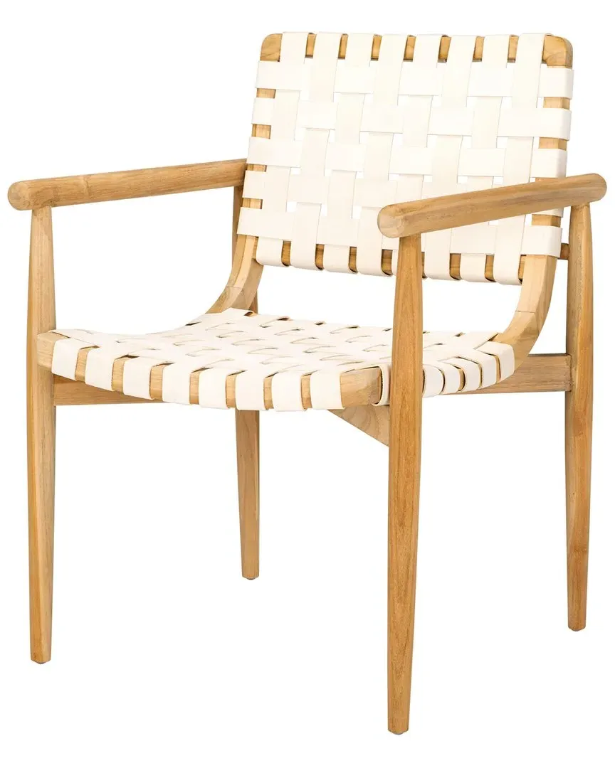 Dionne Accent Chair - White, Teak Wood