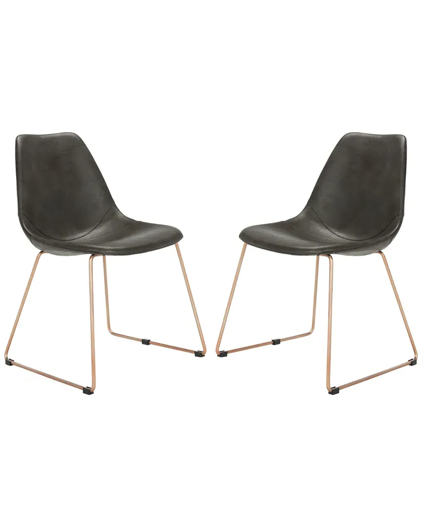 Dorian Set of 2 Dining Chairs - Grey, Leather