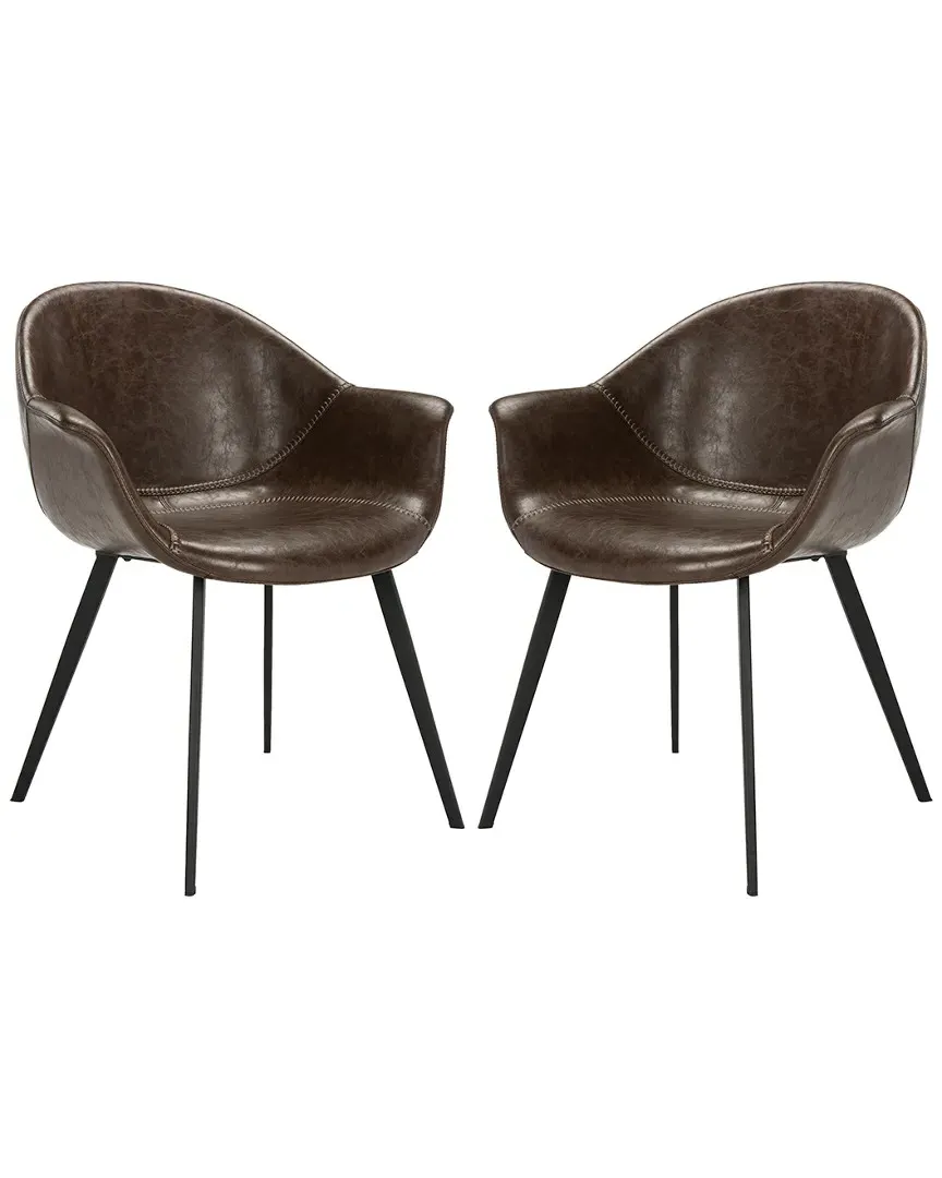 Dublin Set of 2 Tub Dining Chairs - Dark Brown, Leather image