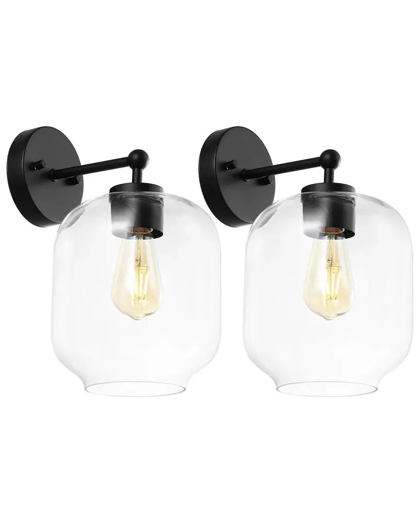 Edie Set of 2 Wall Sconces - Black, Glass image