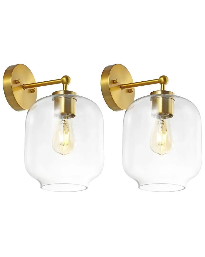 Edie Set of 2 Wall Sconces - Brass, Glass