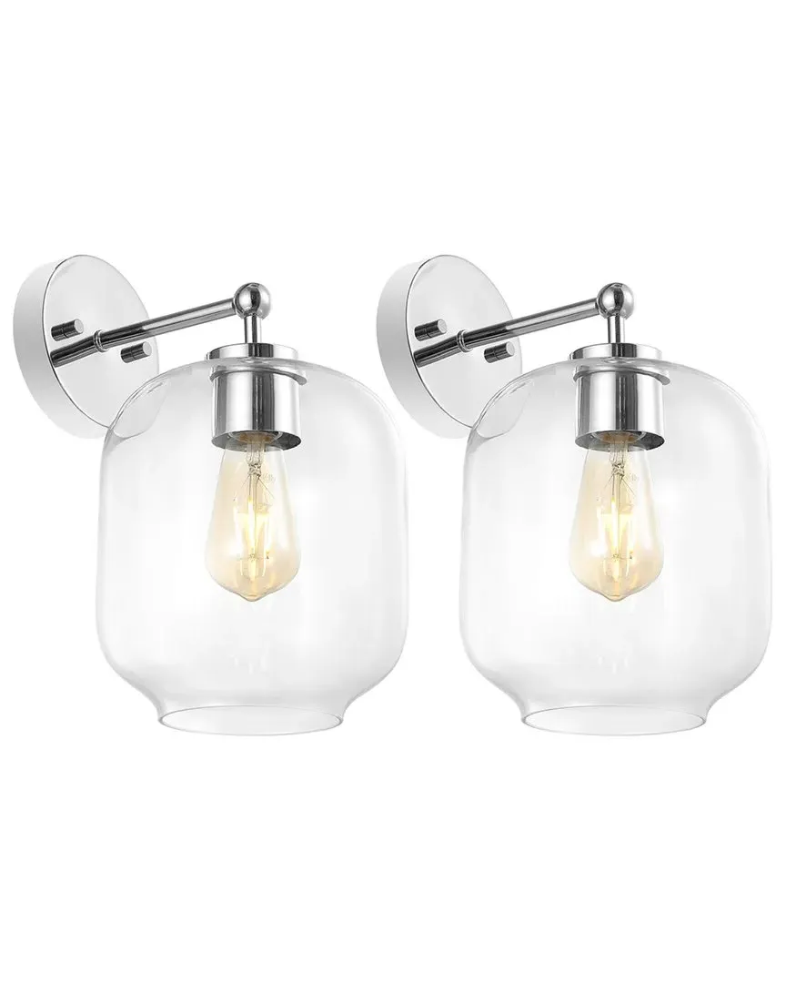 Edie Set of 2 Wall Sconces - Chrome, Glass