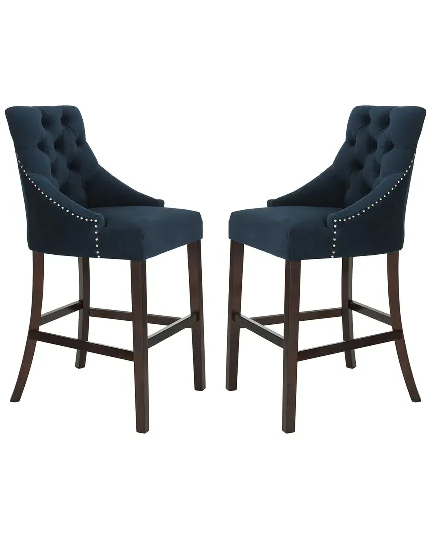 Eleni Tufted Bar Stools Set of 2 - Navy, Velvet image