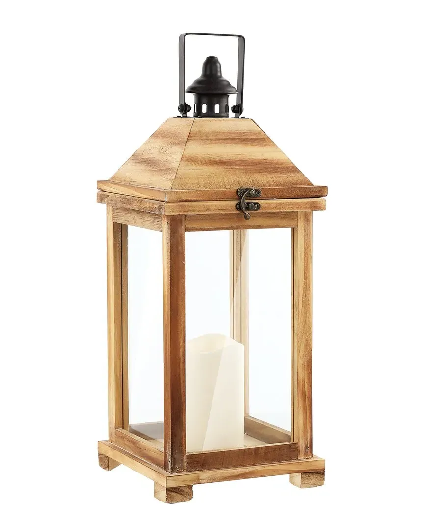 Elida Outdoor Lantern - Brown, Wood image
