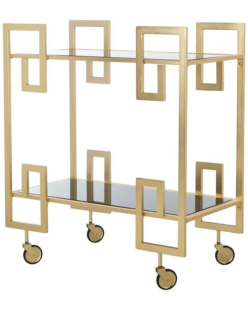 Eliza 2-Tier Bar Cart - Brass, Black Glass