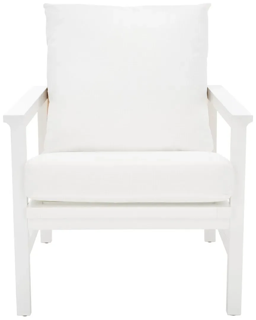 Emmalee Cord Back Accent Chair - White, Wood