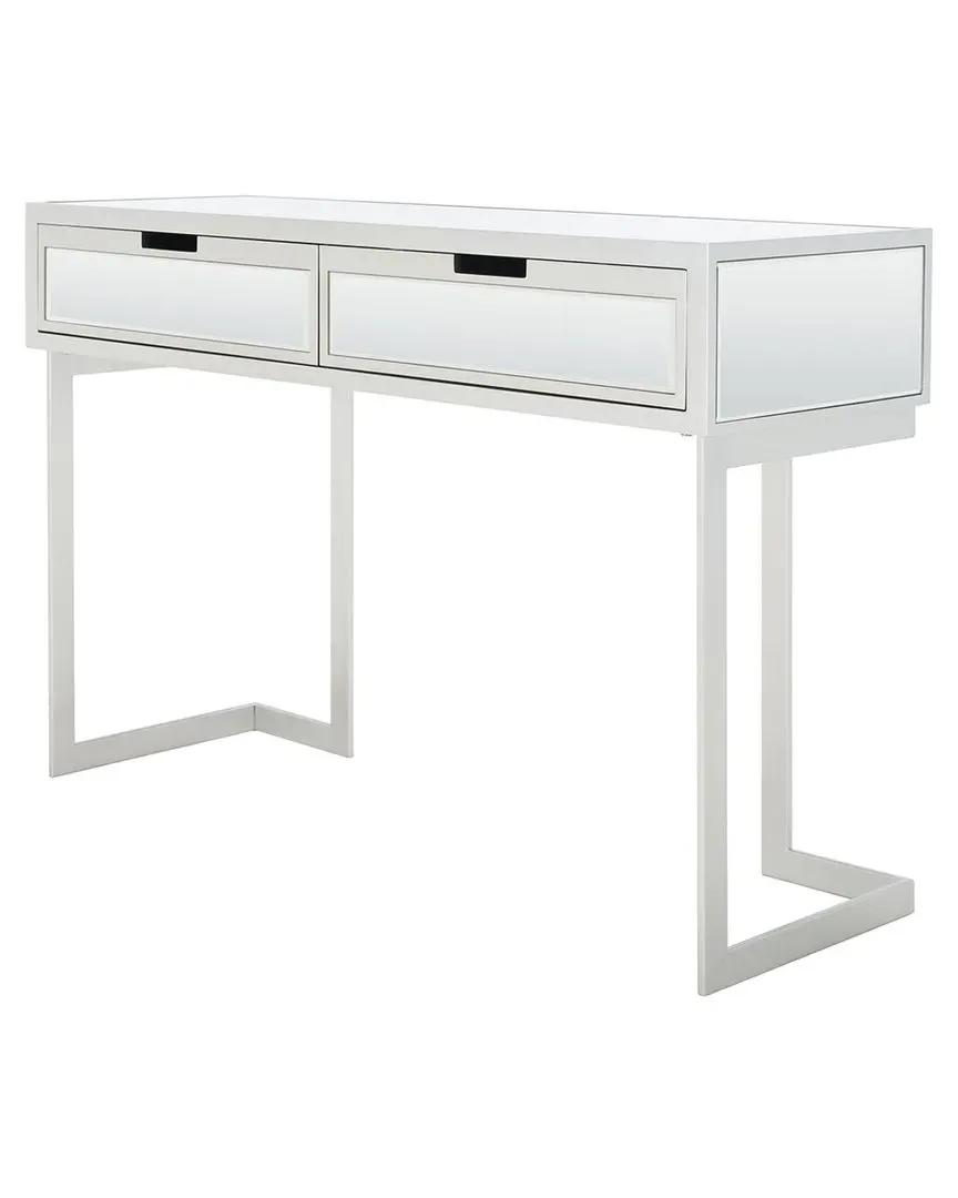Enzo 2-Drawer Mirrored Desk - Silver